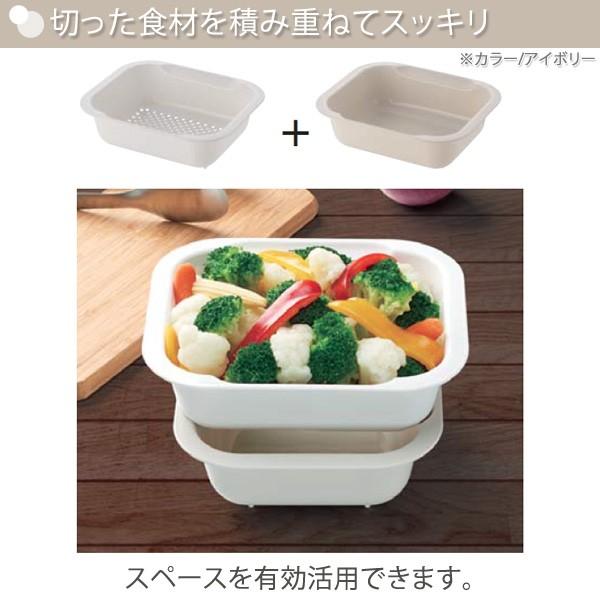 コランダー バット ざる 長方形 Mサイズ 水切り 電子レンジ対応 ふた