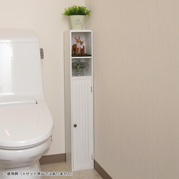 トイレラック 収納棚 スリム おしゃれ 生理用品 扉つき 2段 可動棚 白