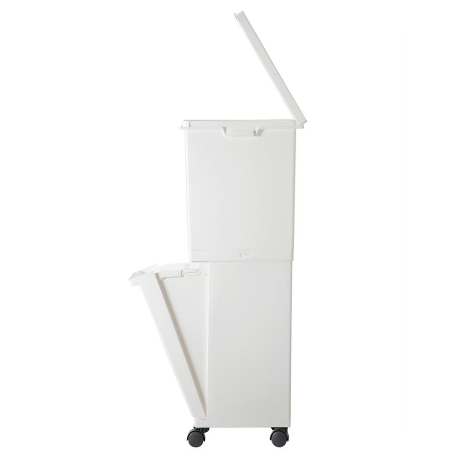 ホワイト フタ付きごみ箱 キャスター付き ゴミ箱 2段 分別 キャスター付き ごみ箱 キッチン リビング ふた付き