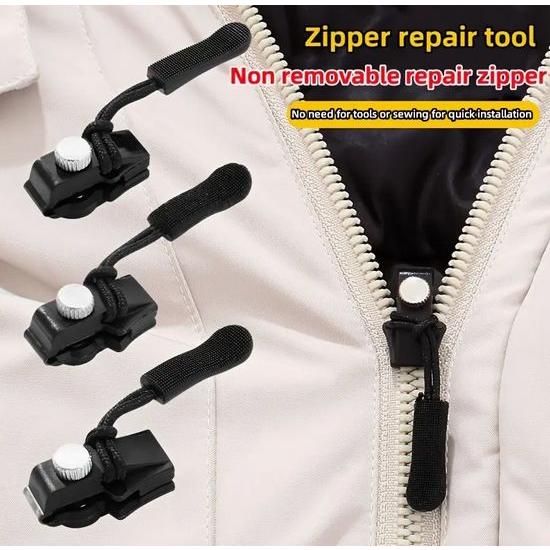 インスタント ジッパー修理 キット 選べる3個セット ジャケット 荷物 バッグ ジッパースライダーの交換 樹脂製 ねじ式 ネジ ジッパープル | 