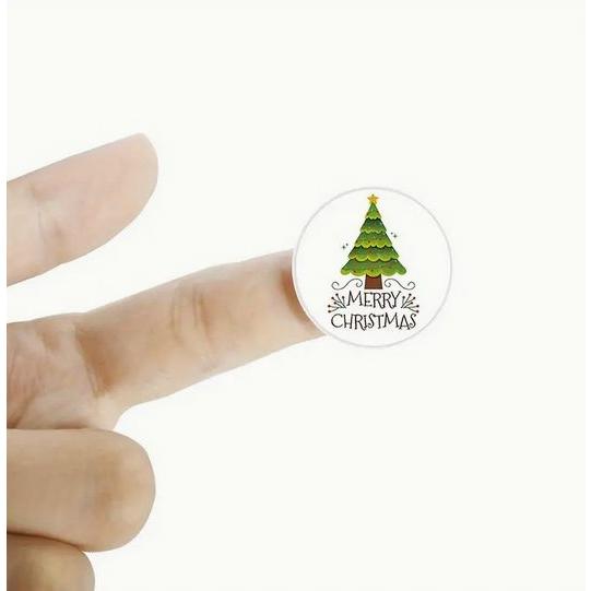 メリークリスマス ステッカー 4種類x1 直径2.5cm フェスティバル