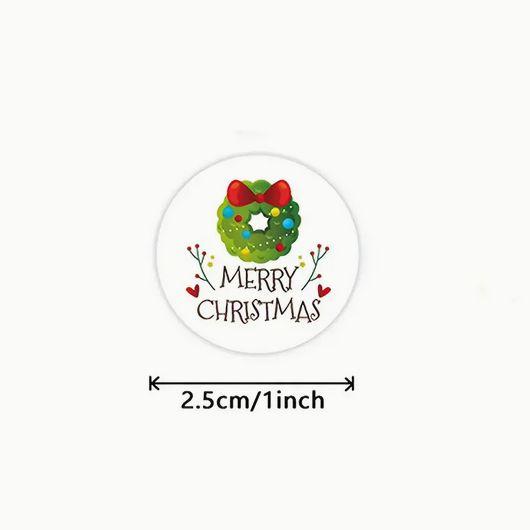 メリークリスマス ステッカー 4種類x1 直径2.5cm フェスティバル