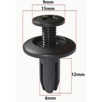 車 6mm フェンダーバンパークリップ 1個 プラスチックリベット ファスナー プッシュクリップ ブラックドアトリム ホンダ トヨタ (T52) | ブランド登録なし | 01