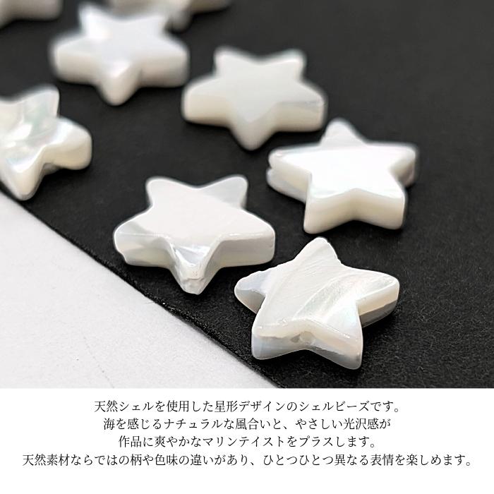 シェルビーズ 星 13mm 6個 スター 天然シェル 貝殻 マリン 海 夏