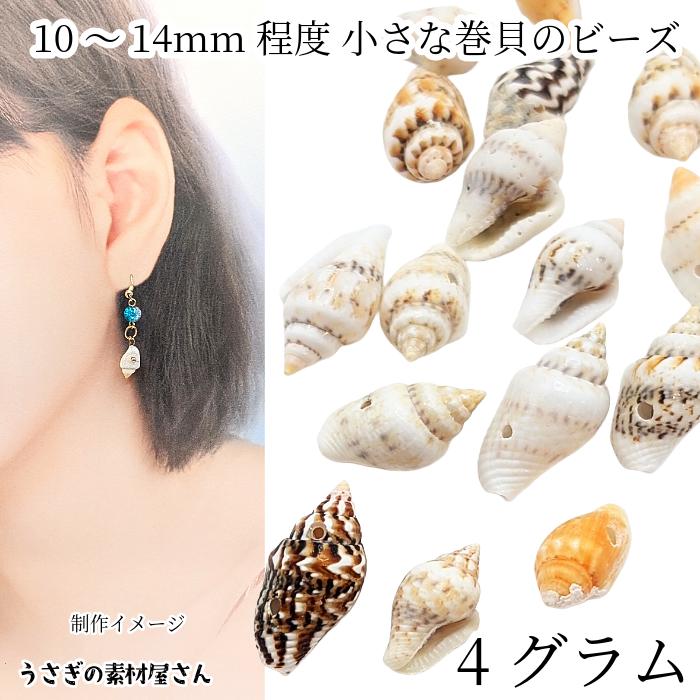 巻貝 シェルビーズ 10mm〜14mm程度 4グラム量り売り 15個前後