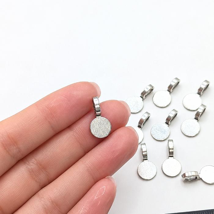バチカン パーツ 18mm 10個 アンティーク シルバー色 10mm皿 貼り付け