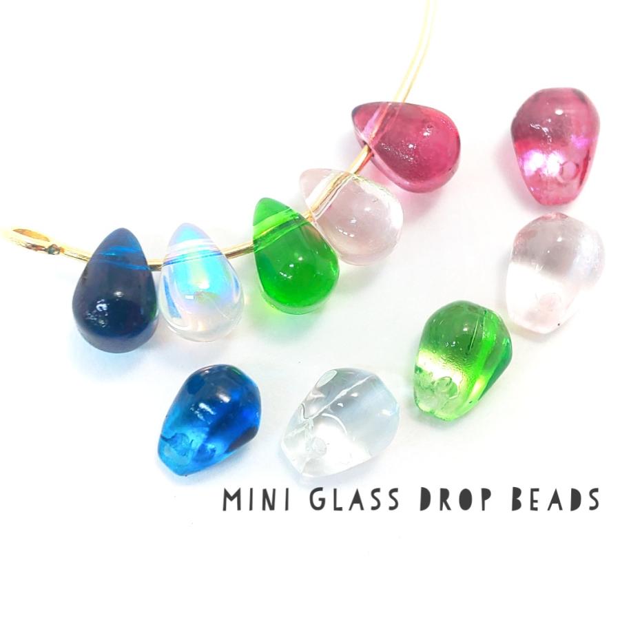8個 約6×4mm 横穴 しずく型ガラスビーズ : be001 : うさぎの素材屋さん 