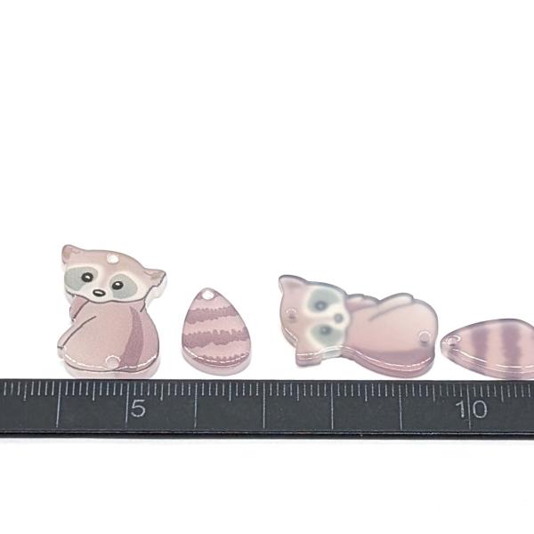 ハンドメイド/動物チャーム チャーム アライグマ 尻尾と2ペア ゆらゆら しっぽ 揺れる アニマル