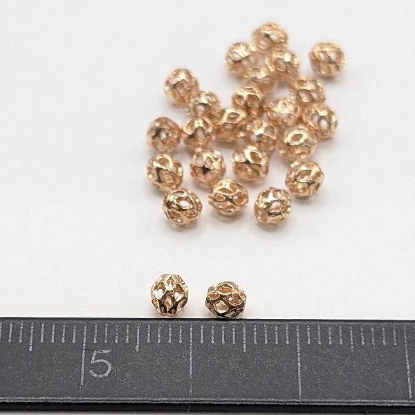 ビーズ 銅製 約4mm 約20個 ゴールド色 貫通穴 ロンデルスペーサー