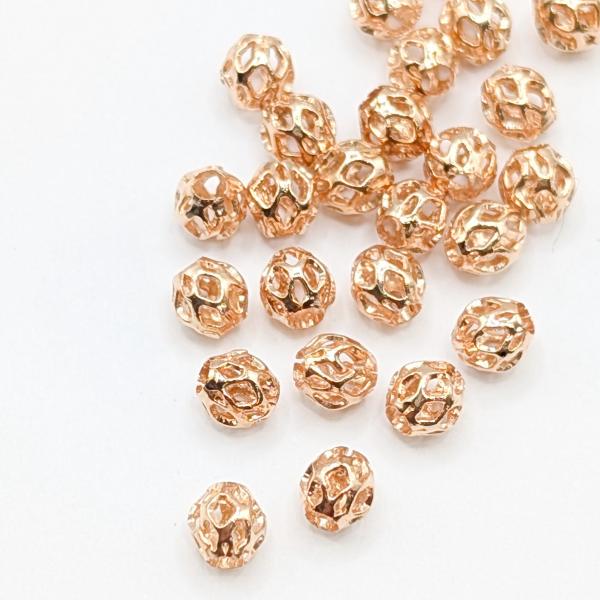 銅製 ハンドメイド アクセサリーパーツ 大量セット ビーズ 銅製 約4mm 約20個 ゴールド色 貫通穴 ロンデルスペーサー