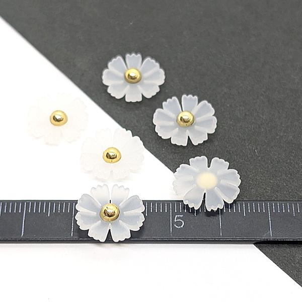 デコパーツ コスモス 花 14mm 6個 ホワイト 白系 特価 樹脂製 秋桜