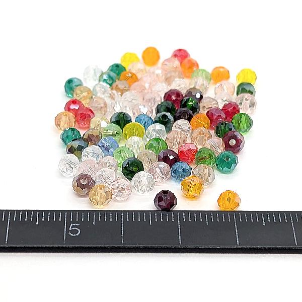 ガラスビーズ ボタンカット 4mm 6グラム 量り売り 約80個目安 光沢 