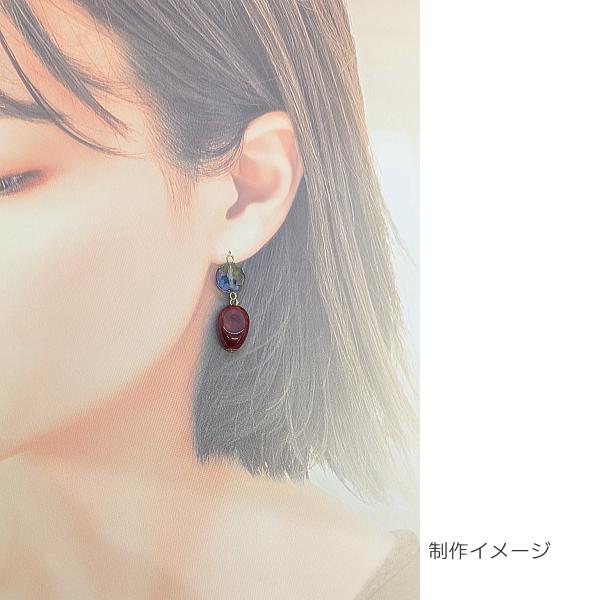 アクリルビーズ しずく型 18mm 8個 ダークレッド 暗赤色系 マーブル