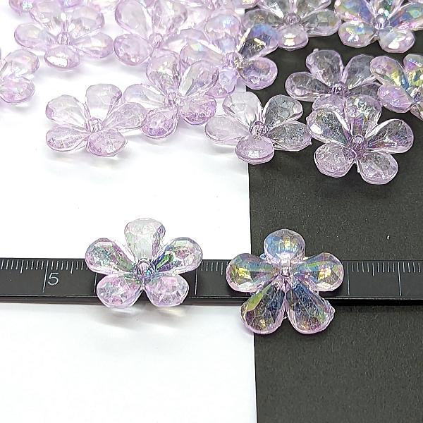 ビーズ 大きめ フラワー 23mm 6個 ライラック ライトラベンダー 紫系