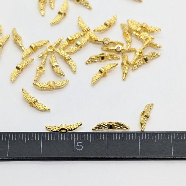 ビーズ 羽 エンジェル ウィング 約12×3mm 約30個 天使の羽 翼 メタル