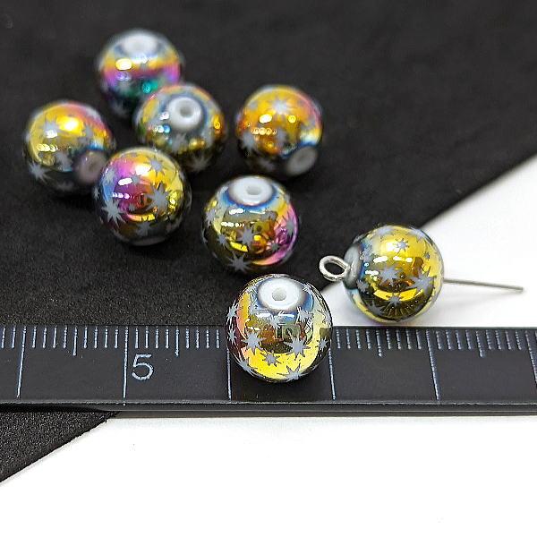 ガラスビーズ 10mm クリスマス ハンドメイドパーツ 星 電気メッキ 