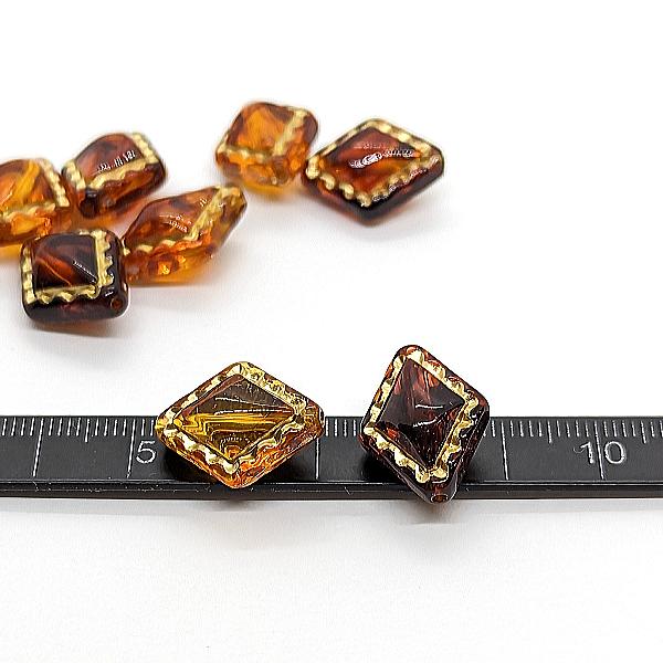 アンティーク調 アクリルビーズ ひし形 18mm 8個 ブラウン 茶色