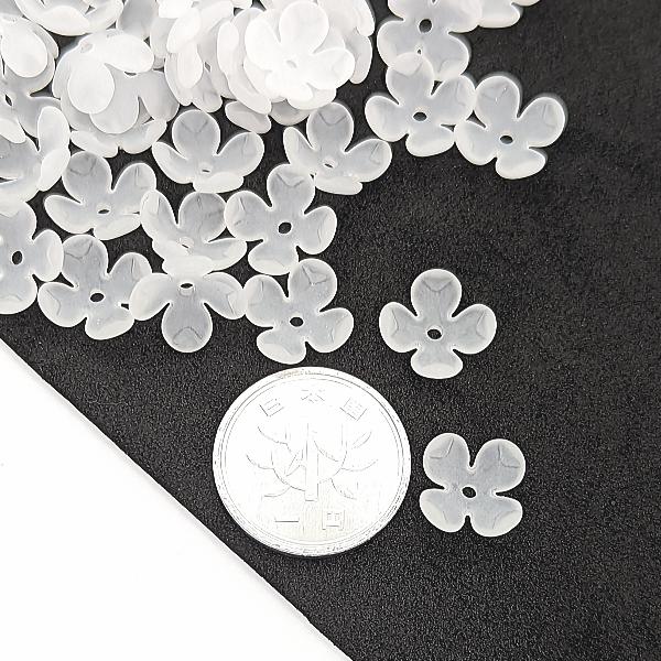 フラワー ビーズ 艶消し ホワイト 白色 10mm 約50個 4花びら