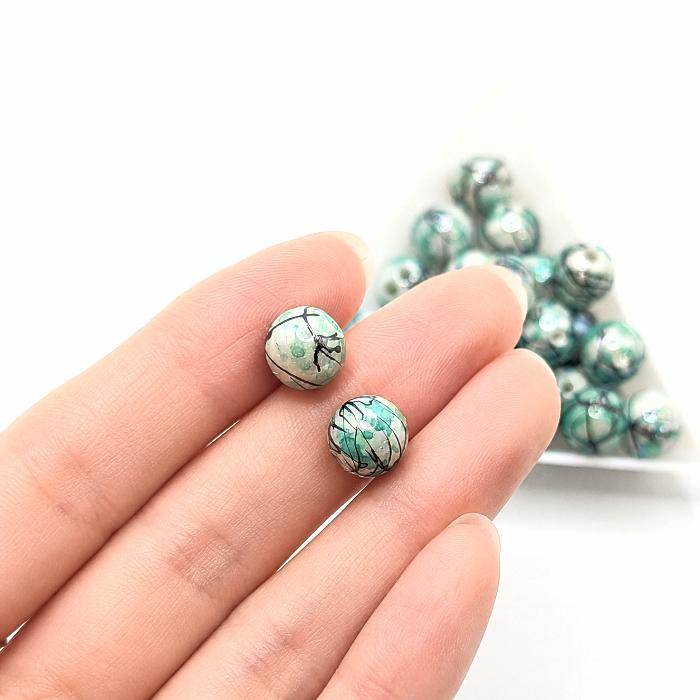 9949 水風船 アクリルビーズ シトリン パーツ アクリルビーズ 10mm ターコイズ系 約20個 ラウンド スプレー塗装 水