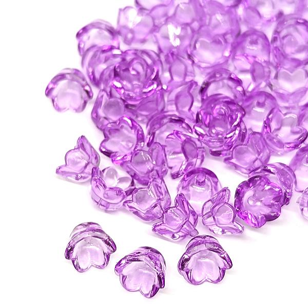 フラワー ビーズ 花 スズラン 10mm パープル クリア 約50個 小さい花