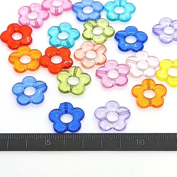 ビーズ フラワービーズ 19mm クリア ミックスカラー 約20個 5花びら