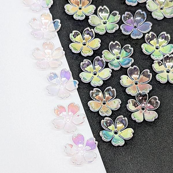 桜 ビーズ 14.5mm 約20個 アクリル製 オーロラ系 さくら 花びら 和風