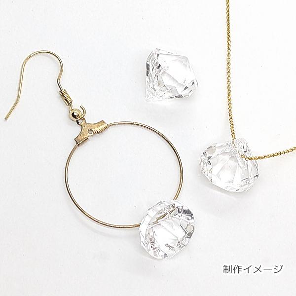 アクリルチャーム 15mm 10個 アクリルビーズ 多面カット クリア 透明