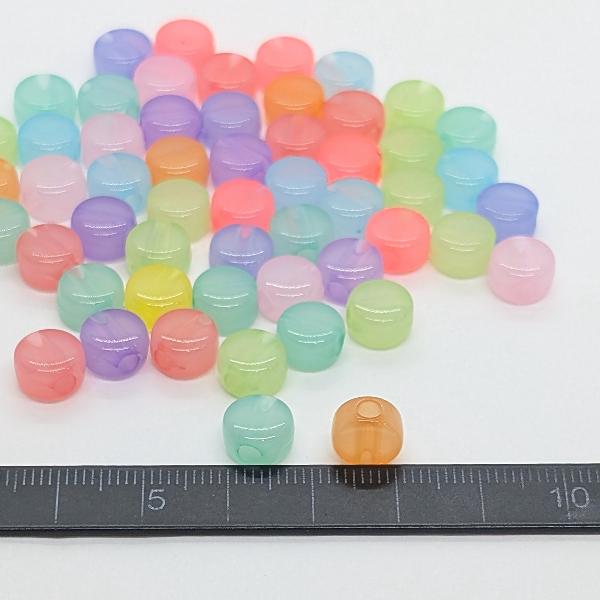 アクリルビーズ 8.5mm 約50個 丸 フラットビーズ ランダムミックス