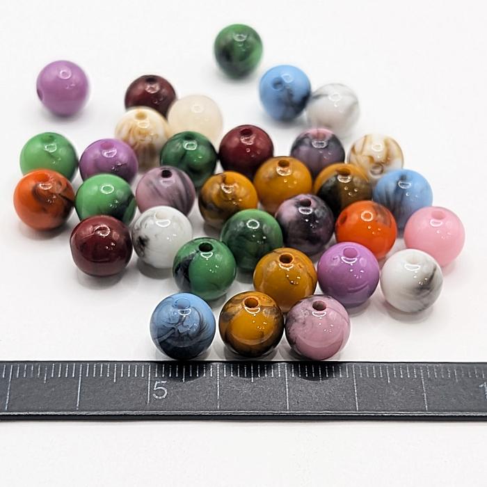 アクリルビーズ 天然石調 マーブル 10mm 約30個 ランダム ミックス