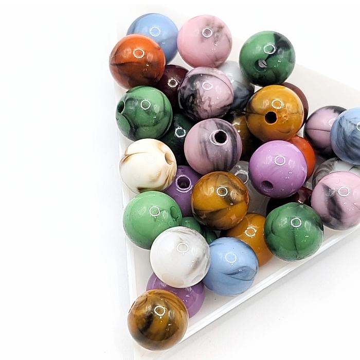 アクリルビーズ 天然石調 マーブル 10mm 約30個 ランダム ミックス