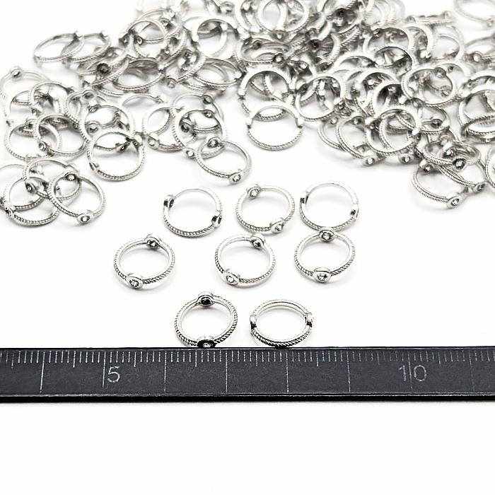 ビーズフレーム サークル 約20個 11mm アンティークシルバー色 丸