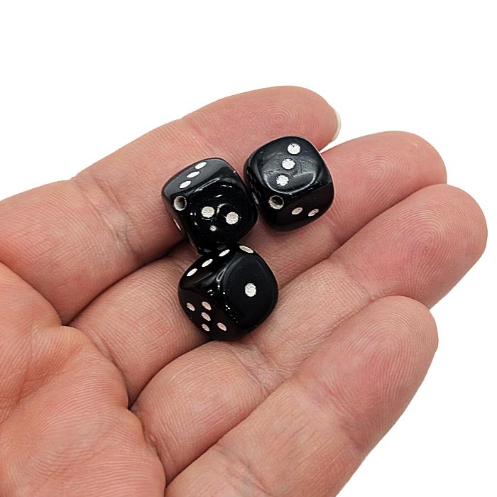 アクリルビーズ サイコロ 12.5mm 6個 ブラック ダイス ビーズ うさぎの