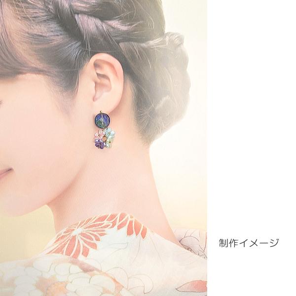 ガラスビーズ 平ラウンド 14mm 6個 多面カット ブルー系 虹色 鍍金