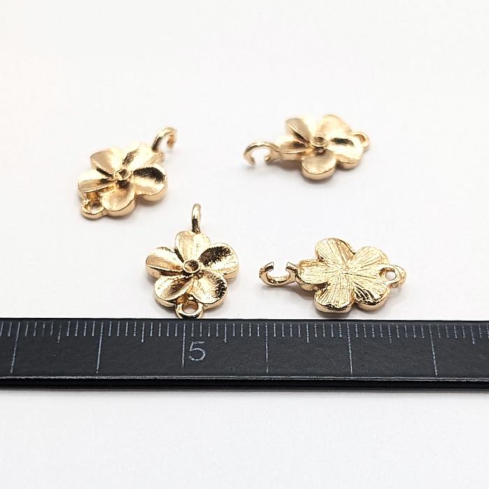 フラワー コネクターチャーム11mm 4個 ゴールド色 花 植物 ボタニカル