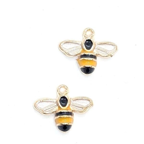 蜂 チャーム ミツバチ 10mm 2個 ハチ エポチャーム ハニービー カラー