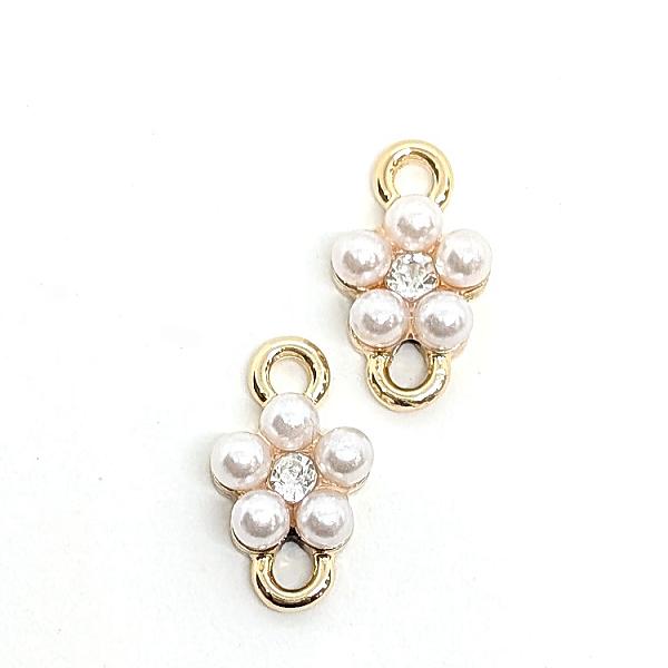 チャーム パール フラワー コネクター シンプル モダン 8mm 2個 花 