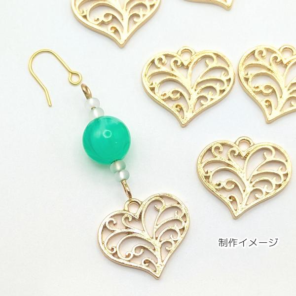 ハート チャーム 透かしチャーム 約16×19mm 6個 蔦 ivy 植物 レジン枠