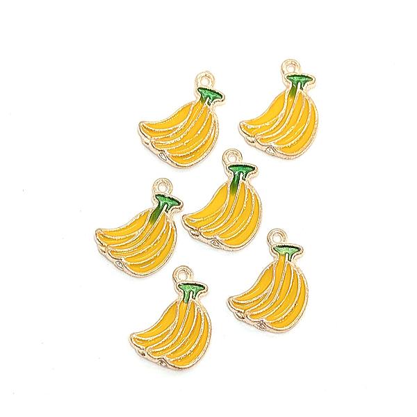 no.100 ハンドメイド✩.*˚アースカラーのハンサムヘアアクセサリー✩.*˚ チャーム バナナ 13mm 6個 フルーツチャーム 黄色 ハンドメイドパーツ