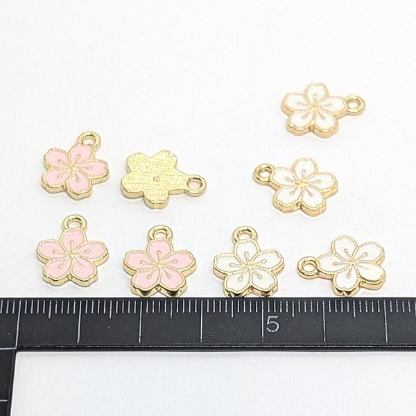 桜 チャーム さくら 12mm 4個 訳アリ ピンク系 ホワイト系 ゴールド色