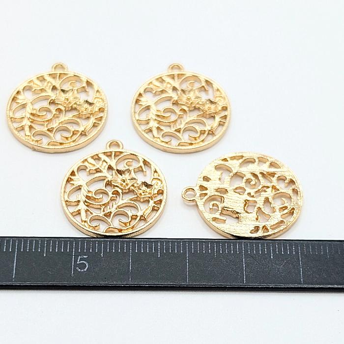 チャーム フラワー リーフ 20mm 4個 葉っぱ 透かしチャーム ivy ツタ