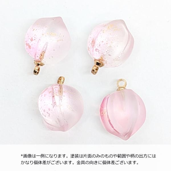 ガラスチャーム 約13mm 4個 桃 ゴールドドリップ ピンク ピーチ 立体