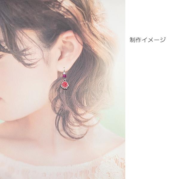 薔薇 チャーム 11mm 4個 レッド 赤色 シルバー色台座 ローズ バラ 花