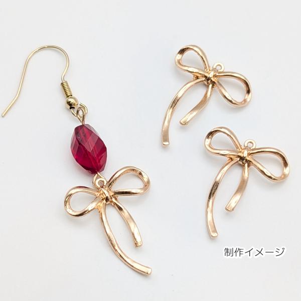 チャーム リボン 25mm×20mm 6個 ゴールド色 ペンダントトップに りぼん
