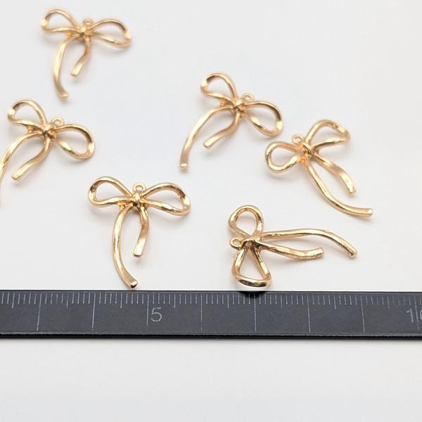 チャーム リボン 25mm×20mm 6個 ゴールド色 ペンダントトップに りぼん