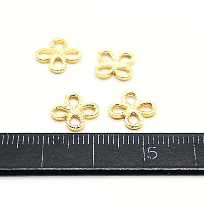 四葉 クローバー コネクター 10mm 4個 18KGP 本金メッキ リンクパーツ