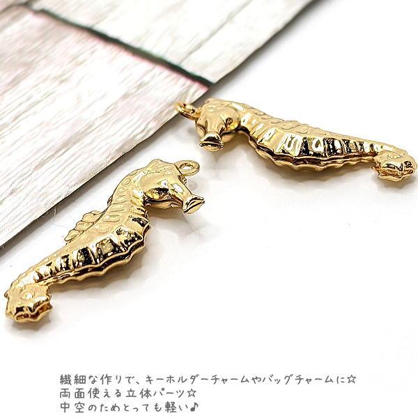 チャーム 24mm タツノオトシゴ 304ステンレス 18KGP本金メッキ 立体