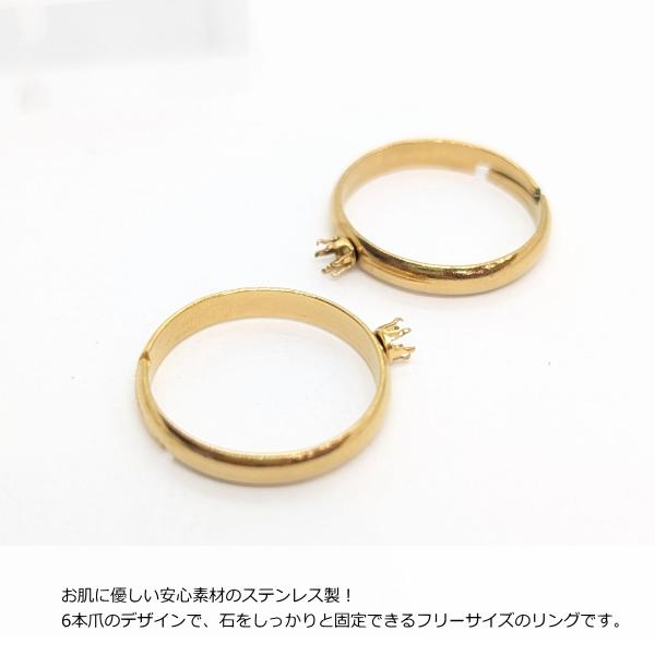 指輪 リング サージカルステンレス 6本爪 3mm 台座付き 約20mm 1個
