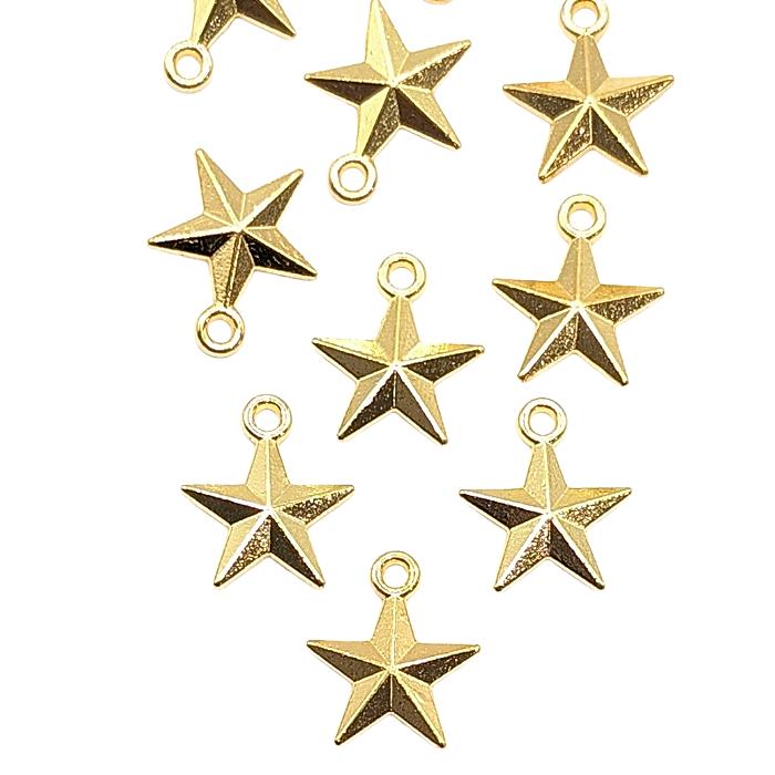 星 チャーム 10個 13mm ゴールド色 ミリタリー スター 立体