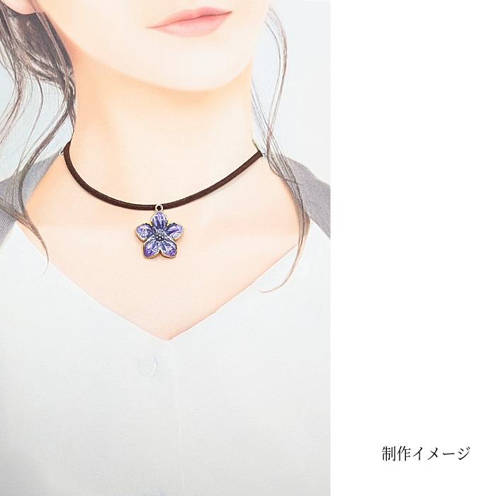 フラワー チャーム 24mm 4個 花 マーブル模様 パープル 紫色 エナメル