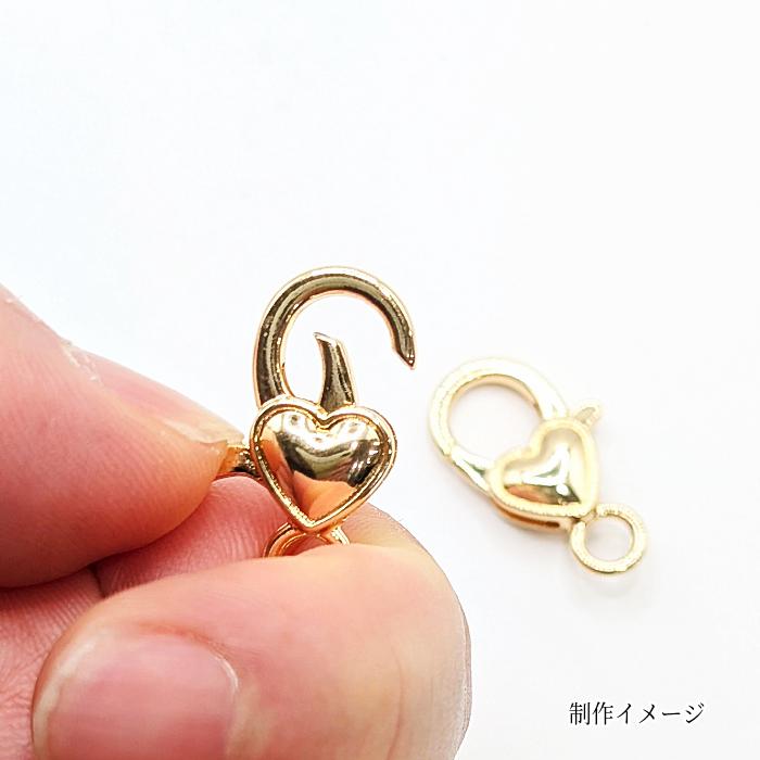 カニカン 留め具 ハート 約14mm×26.5mm 2個 ゴールド色 キーホルダー